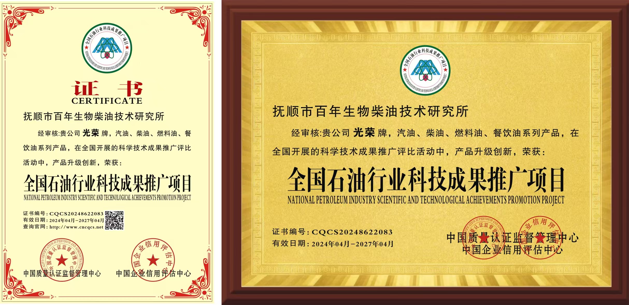 全国石油行业科技成果推广项目